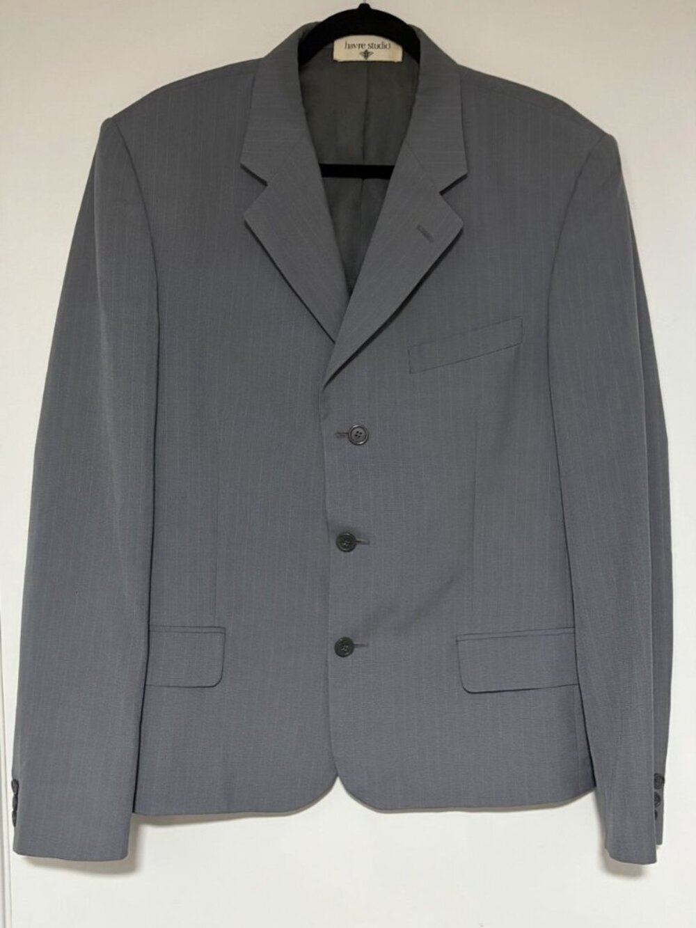 Havre Studio Women’s Upcycled Men’s Gray Pinstripe Blazer Size 44